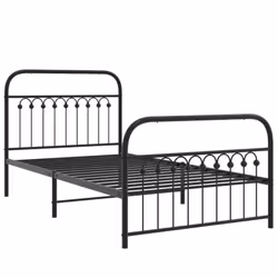 vidaXL Metal Bed Frame with Headboard and Footboard Bed Base White 183x203 cm - black, 100 x 190 cm/ with headboard & footboard - Additional view 2