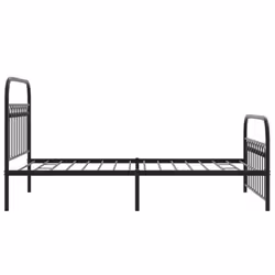 vidaXL Metal Bed Frame with Headboard and Footboard Bed Base White 183x203 cm - black, 100 x 190 cm/ with headboard & footboard - Additional view 4