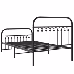 vidaXL Metal Bed Frame with Headboard and Footboard Bed Base White 183x203 cm - black, 100 x 190 cm/ with headboard & footboard - Additional view 5