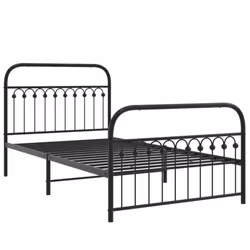 vidaXL Metal Bed Frame with Headboard and Footboard Bed Base White 183x203 cm - black, 107 x 203 cm/ with headboard & footboard - Additional view 2