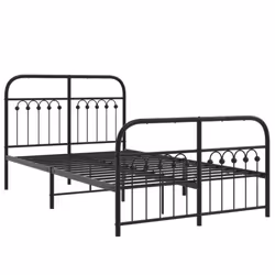 vidaXL Metal Bed Frame with Headboard and Footboard Bed Base White 183x203 cm - black, 120 x 190 cm/ with headboard & footboard - Additional view 2