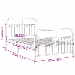 vidaXL Metal Bed Frame with Headboard and Footboard Bed Base White 183x203 cm - black, 120 x 190 cm/ with headboard & footboard - Additional view 3