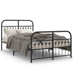 vidaXL Metal Bed Frame with Headboard and Footboard Bed Base White 183x203 cm - black, 120 x 200 cm/ with headboard & footboard