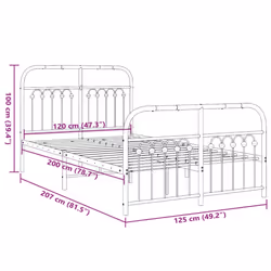 vidaXL Metal Bed Frame with Headboard and Footboard Bed Base White 183x203 cm - black, 120 x 200 cm/ with headboard & footboard
