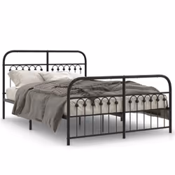 vidaXL Metal Bed Frame with Headboard and Footboard Bed Base White 183x203 cm - black, 140 x 190 cm/ with headboard & footboa ...