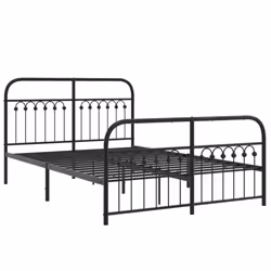 vidaXL Metal Bed Frame with Headboard and Footboard Bed Base White 183x203 cm - black, 140 x 200 cm/ with headboard & footboard - Additional view 2