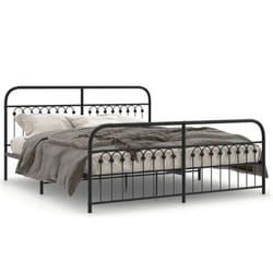 vidaXL Metal Bed Frame with Headboard and Footboard Bed Base White 183x203 cm - black, 183 x 203 cm/ with headboard & footboard