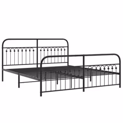 vidaXL Metal Bed Frame with Headboard and Footboard Bed Base White 183x203 cm - black, 183 x 203 cm/ with headboard & footboard