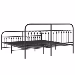 vidaXL Metal Bed Frame with Headboard and Footboard Bed Base White 183x203 cm - black, 183 x 213 cm/ with headboard & footboard - Additional view 5