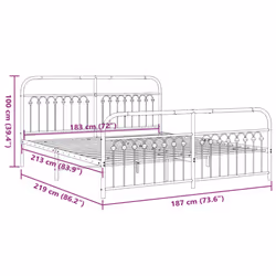 vidaXL Metal Bed Frame with Headboard and Footboard Bed Base White 183x203 cm - black, 183 x 213 cm/ with headboard & footboard - Additional view 7