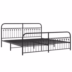 vidaXL Metal Bed Frame with Headboard and Footboard Bed Base White 183x203 cm - black, 193 x 203 cm/ with headboard & footboard - Additional view 2