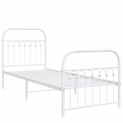 vidaXL Metal Bed Frame with Headboard and Footboard Bed Base White 183x203 cm - white, 75 x 190 cm/ with headboard & footboard - Additional view 2