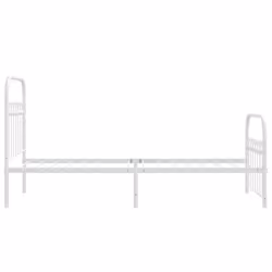 vidaXL Metal Bed Frame with Headboard and Footboard Bed Base White 183x203 cm - white, 75 x 190 cm/ with headboard & footboard - Additional view 4