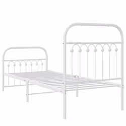 vidaXL Metal Bed Frame with Headboard and Footboard Bed Base White 183x203 cm - white, 75 x 190 cm/ with headboard & footboard - Additional view 5