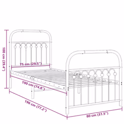 vidaXL Metal Bed Frame with Headboard and Footboard Bed Base White 183x203 cm - white, 75 x 190 cm/ with headboard & footboard - Additional view 7