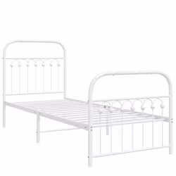 vidaXL Metal Bed Frame with Headboard and Footboard Bed Base White 183x203 cm - white, 80 x 200 cm/ with headboard & footboard - Additional view 2