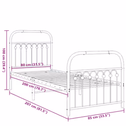 vidaXL Metal Bed Frame with Headboard and Footboard Bed Base White 183x203 cm - white, 80 x 200 cm/ with headboard & footboard - Additional view 3