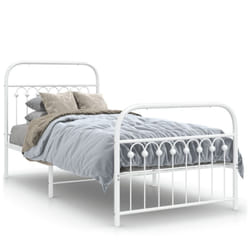 vidaXL Metal Bed Frame with Headboard and Footboard Bed Base White 183x203 cm - white, 90 x 200 cm/ with headboard & footboard