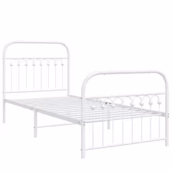 vidaXL Metal Bed Frame with Headboard and Footboard Bed Base White 183x203 cm - white, 90 x 200 cm/ with headboard & footboard