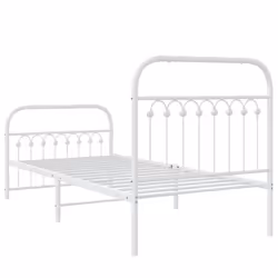 vidaXL Metal Bed Frame with Headboard and Footboard Bed Base White 183x203 cm - white, 90 x 200 cm/ with headboard & footboard - Additional view 5