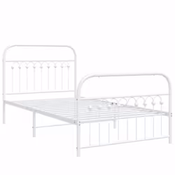 vidaXL Metal Bed Frame with Headboard and Footboard Bed Base White 183x203 cm - white, 100 x 190 cm/ with headboard & footboard