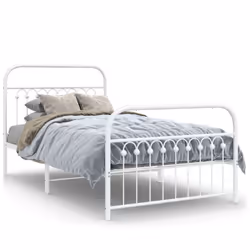 vidaXL Metal Bed Frame with Headboard and Footboard Bed Base White 183x203 cm - white, 100 x 200 cm/ with headboard & footboa ...