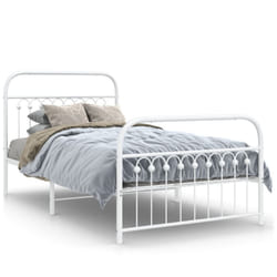 vidaXL Metal Bed Frame with Headboard and Footboard Bed Base White 183x203 cm - white, 100 x 200 cm/ with headboard & footboard