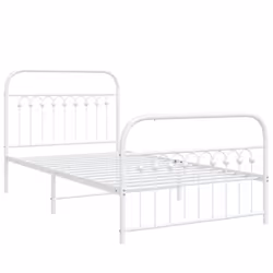 vidaXL Metal Bed Frame with Headboard and Footboard Bed Base White 183x203 cm - white, 100 x 200 cm/ with headboard & footboard