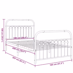 vidaXL Metal Bed Frame with Headboard and Footboard Bed Base White 183x203 cm - white, 100 x 200 cm/ with headboard & footboard - Additional view 7