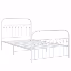 vidaXL Metal Bed Frame with Headboard and Footboard Bed Base White 183x203 cm - white, 107 x 203 cm/ with headboard & footboard
