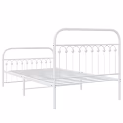 vidaXL Metal Bed Frame with Headboard and Footboard Bed Base White 183x203 cm - white, 107 x 203 cm/ with headboard & footboard - Additional view 5