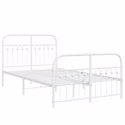 vidaXL Metal Bed Frame with Headboard and Footboard Bed Base White 183x203 cm - white, 120 x 190 cm/ with headboard & footboard - Additional view 2
