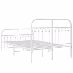 vidaXL Metal Bed Frame with Headboard and Footboard Bed Base White 183x203 cm - white, 120 x 190 cm/ with headboard & footboard - Additional view 5