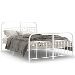 vidaXL Metal Bed Frame with Headboard and Footboard Bed Base White 183x203 cm - white, 137 x 190 cm/ with headboard & footboard