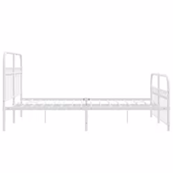 vidaXL Metal Bed Frame with Headboard and Footboard Bed Base White 183x203 cm - white, 137 x 190 cm/ with headboard & footboard - Additional view 4
