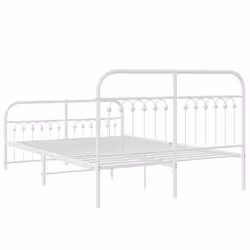 vidaXL Metal Bed Frame with Headboard and Footboard Bed Base White 183x203 cm - white, 137 x 190 cm/ with headboard & footboard - Additional view 5