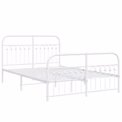 vidaXL Metal Bed Frame with Headboard and Footboard Bed Base White 183x203 cm - white, 140 x 200 cm/ with headboard & footboard - Additional view 2