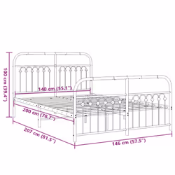 vidaXL Metal Bed Frame with Headboard and Footboard Bed Base White 183x203 cm - white, 140 x 200 cm/ with headboard & footboard - Additional view 3