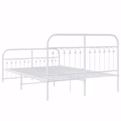 vidaXL Metal Bed Frame with Headboard and Footboard Bed Base White 183x203 cm - white, 140 x 200 cm/ with headboard & footboard - Additional view 5