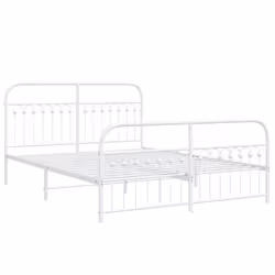 vidaXL Metal Bed Frame with Headboard and Footboard Bed Base White 183x203 cm - white, 150 x 200 cm/ with headboard & footboard