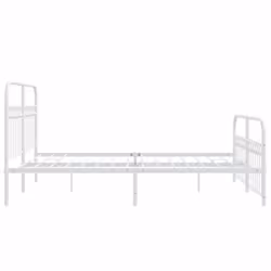 vidaXL Metal Bed Frame with Headboard and Footboard Bed Base White 183x203 cm - white, 150 x 200 cm/ with headboard & footboard - Additional view 4