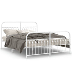 vidaXL Metal Bed Frame with Headboard and Footboard Bed Base White 183x203 cm - white, 160 x 200 cm/ with headboard & footboard