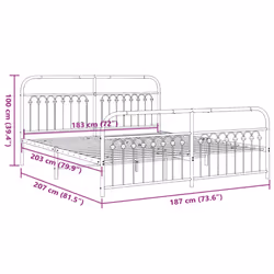 vidaXL Metal Bed Frame with Headboard and Footboard Bed Base White 183x203 cm - white, 183 x 203 cm/ with headboard & footboard - Additional view 7