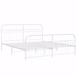 vidaXL Metal Bed Frame with Headboard and Footboard Bed Base White 183x203 cm - white, 183 x 213 cm/ with headboard & footboard - Additional view 2