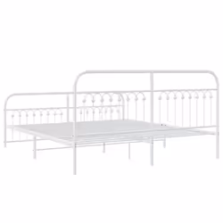 vidaXL Metal Bed Frame with Headboard and Footboard Bed Base White 183x203 cm - white, 183 x 213 cm/ with headboard & footboard - Additional view 5