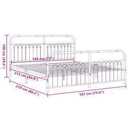 vidaXL Metal Bed Frame with Headboard and Footboard Bed Base White 183x203 cm - white, 183 x 213 cm/ with headboard & footboard - Additional view 7