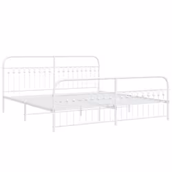 vidaXL Metal Bed Frame with Headboard and Footboard Bed Base White 183x203 cm - white, 193 x 203 cm/ with headboard & footboard - Additional view 2
