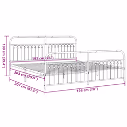 vidaXL Metal Bed Frame with Headboard and Footboard Bed Base White 183x203 cm - white, 193 x 203 cm/ with headboard & footboard - Additional view 3