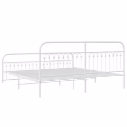 vidaXL Metal Bed Frame with Headboard and Footboard Bed Base White 183x203 cm - white, 193 x 203 cm/ with headboard & footboard - Additional view 5