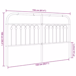 vidaXL Metal Headboard Bedroom Home Bed Header Bed Headboard White 193 cm - white, 150 cm - Additional view 3